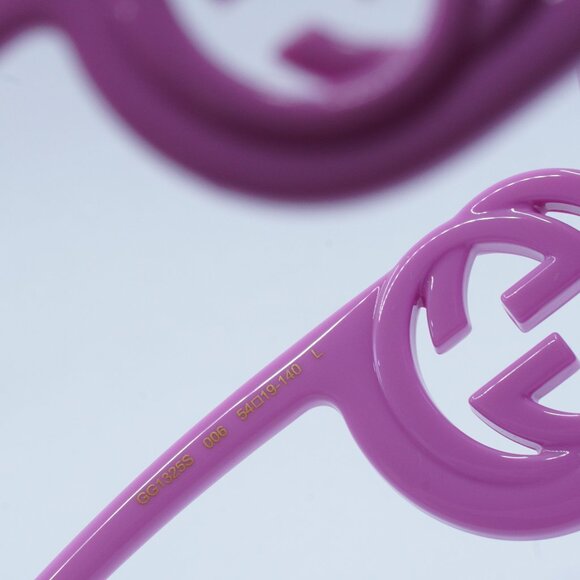 Gucci GG1325S 006 Sunglasses Pink Rectangle Frame, Grey Lenses - Picture 8 of 12